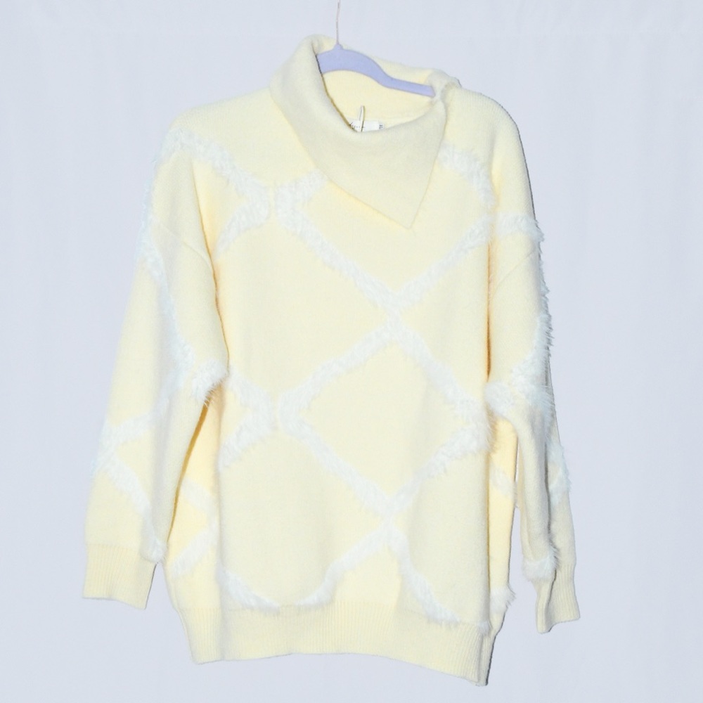Angora Oversized Sweater Mock Neck Asymmetric